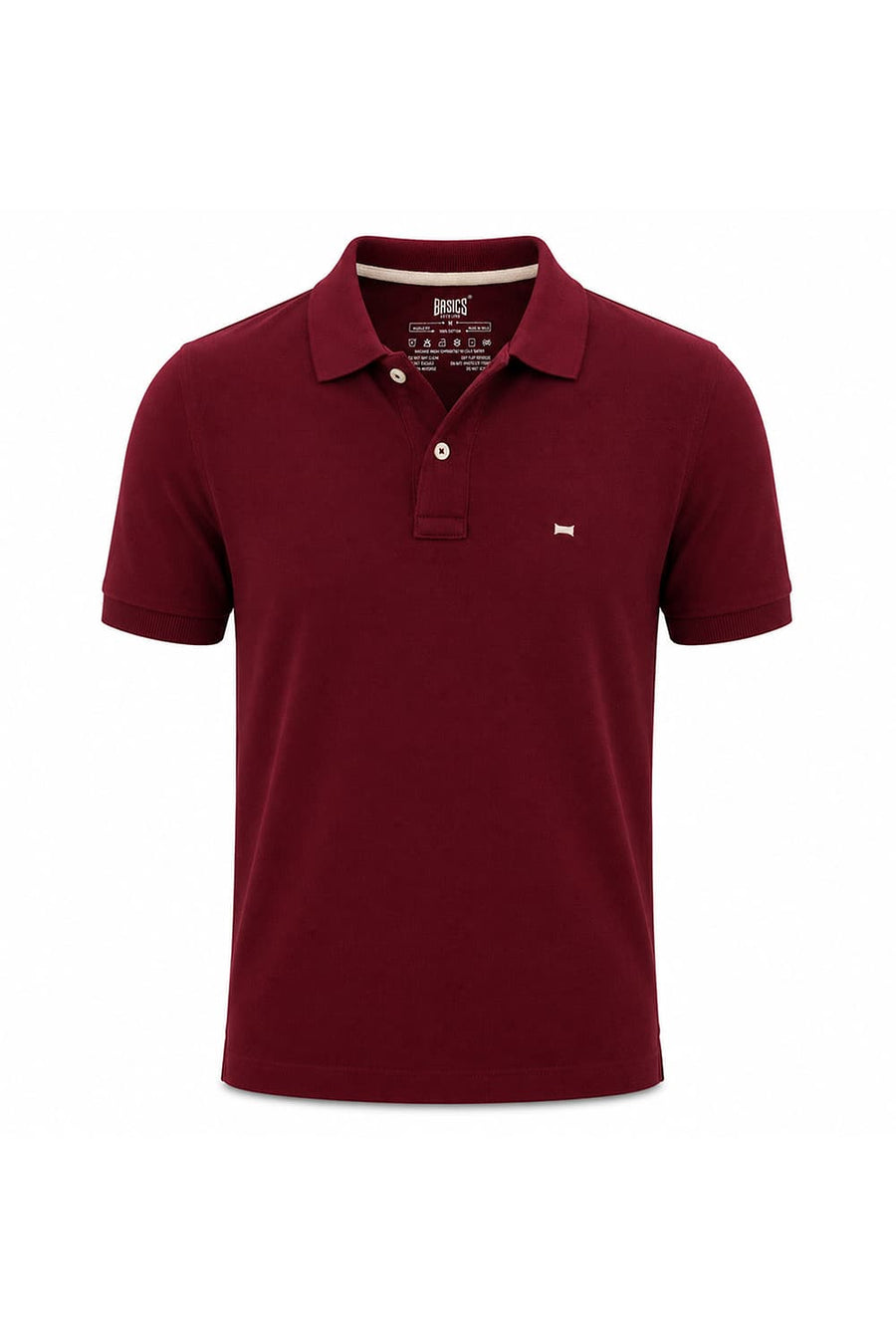 BASICS REGULAR FIT TAWNY PORT COTTON POLO T-SHIRT