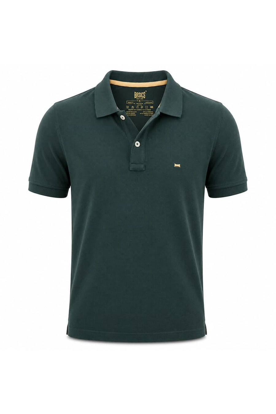 BASICS REGULAR FIT CILANTRO COTTON POLO T-SHIRT